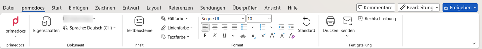 primedocs tab in Word