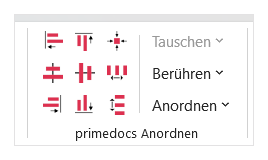 Gruppe «primedocs Anordnen» im PowerPoint-Menüband